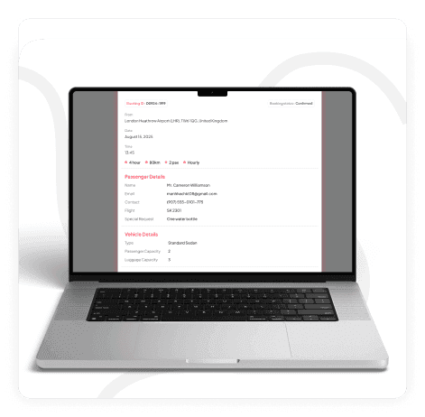 Step 6 - Receive Chauffeur & Vehicle Details